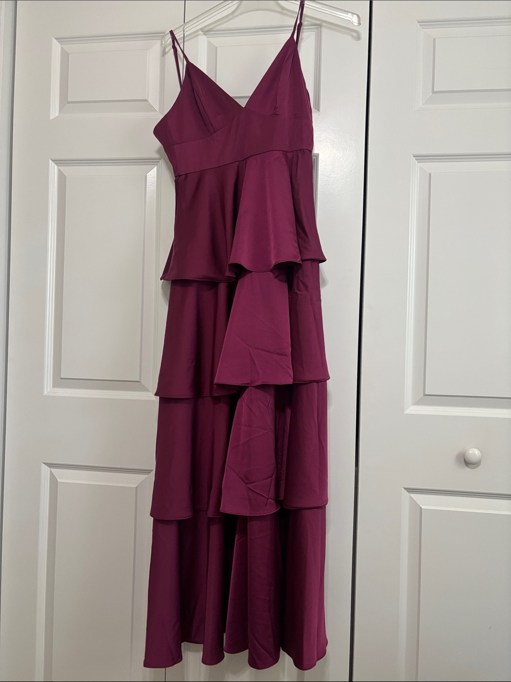 Lulu's Plum Tiered Spaghetti-Strap Maxi Dress